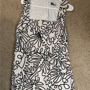 Black & White Abstract Floral Sleeveless Dress